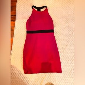Badgley Mischka Vibrant Pink and Black Mini Dress